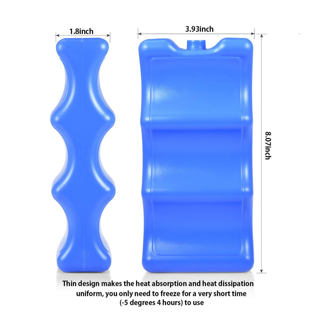 Cold Freezer Cool Ice Packs Double Sided Contoured Reusable Long Lasting for Breast Milk Baby Bottles Cool Storage Insulated Bags, Lunch Box Soda Beer Can Coolers(600g,Set of 4)