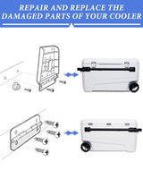 ATESMO Cooler Hinges & Latch Replacement for Igloo Cooler Replacement Parts Set, Stainless Steel Latch and Hinge Parts Kit with High-Strength Screws