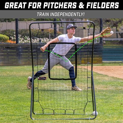 GoSports 5 x 3 ft Baseball & Softball Pitching and Fielding Rebounder - Pitch Back Net with Strike Zone