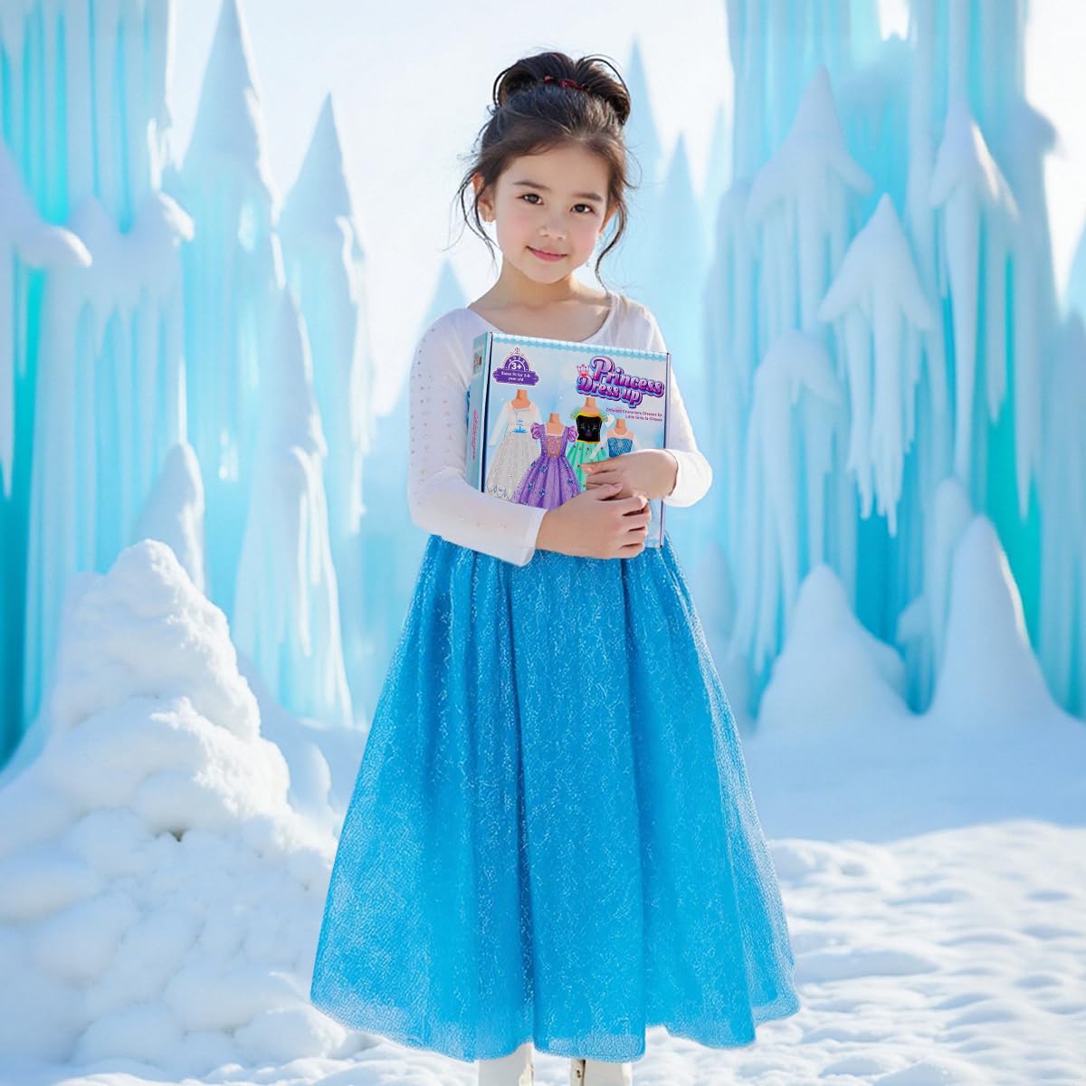 Meland Princess Dress Up for Girls – Light Up Halloween Costume for Girls Age 3-10, Princess Toys for Christmas Birthday Gift(M,5-6 Years)