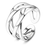 ZELORES Adjustable 925 Sterling Silver Celtic Knot Rings Open Knuckle Rings for Women Thumb Finger Rings Minimalist Cross Line Band Rings (Silver)