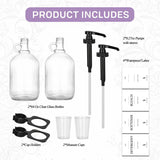 2 Pcs Glass Liquid Laundry Detergent Dispenser with Cup Holders, Half Gallon Dispenser for Laundry Room (64 oz. Each), Laundry Detergent Bottles with Pump Dispenser - (Black Pumps)