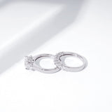 Amazon Essentials Sterling Silver Platinum Plated, Infinite Elements, Cubic Zirconia, Three Stone Ring with Matching Wedding Band, Size 7
