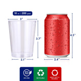 JOLLY CHEF 10 oz Clear Disposable Plastic Cups 200 Pack, Clear Plastic Cups Tumblers, Heavy duty Party Glasses, Disposable Cups for Wedding, Thanksgiving, Christmas Party