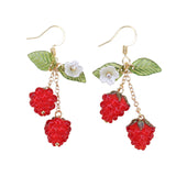 Cute Fruit earring,Dangle Drop Lightweight Food Earrings for Women (Red- 2 Raspberry)