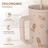 Cowgirl Tumbler 40oz for Women Girls – Stainless Steel Travel Coffee Mug Cup with Handle and Straw, Gift for Birthday Christmas