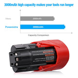 UTRBATT 2 Pack 12V 3.0Ah M12 Replacement Battery for Milwaukee Lithium-ion Battery Compatible with M12 48-11-2411 48-11-2420 48-11-2401 48-11-2402 12-Volt Cordless Tools
