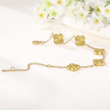 iGenztech (Sturdy Version) 18K Gold Plated Bracelets for Women Men (Double Sided) Four Leaf Clover Cute Trendy Lucky Braclet (Adjustable) Fit Wrist Within 8 Inch, Gold White Black Green Blue Red Pink
