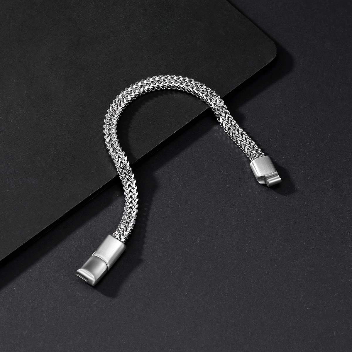 LUCKY2+7 Bracelets for Men-Stainless Steel Magnetic Clasp Franco Chain Mens Bracelet