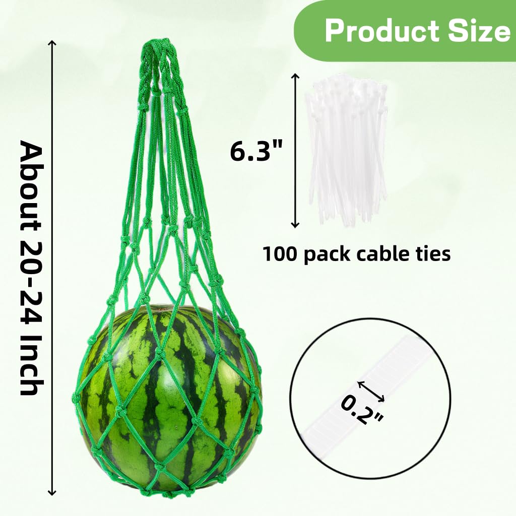 Covzoe 16 Pieces Watermelon Net with 100 Cable Zip Ties