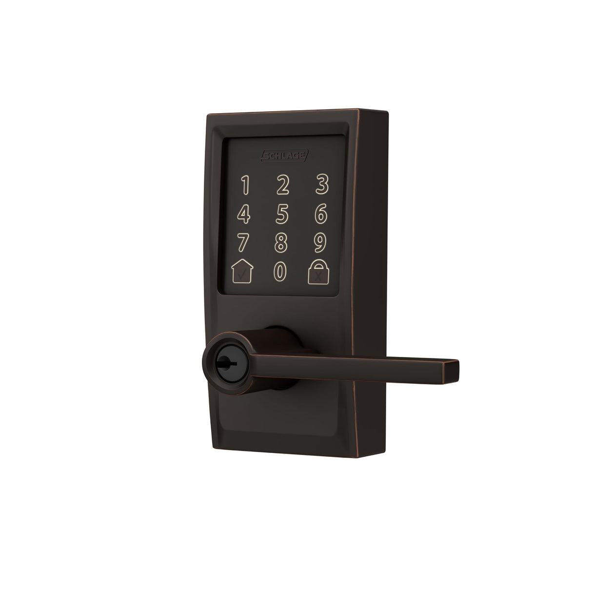Schlage Encode Smart Wi-Fi Lock with Lever Handle, Touchscreen Keypad, Keyless Entry Door Lock, App Control, Alexa, Google Home and Airbnb Compatible, Aged Bronze, FE789WB CEN 716 LAT