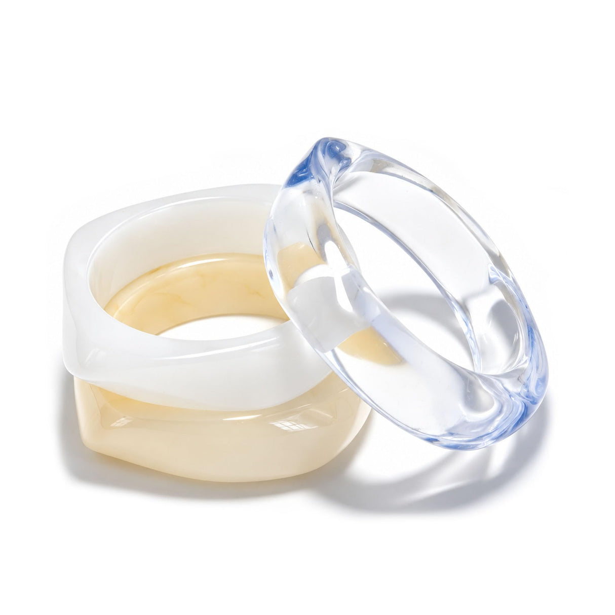 CXENSJH 3Pcs Chunky Acrylic Bracelets for Women Large Square Chunky Acrylic Resin Bangle Bracelets Set Jewelry(White)