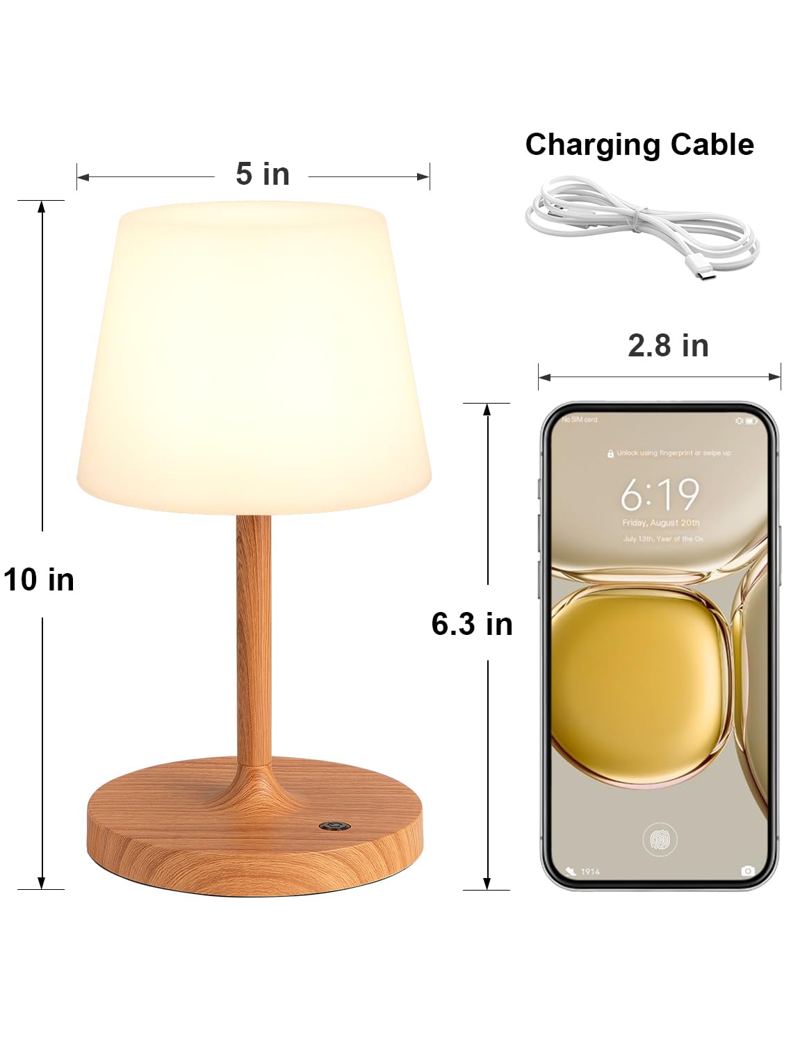 Kakanuo Cordless Shower Lamp Waterproof, Cordless Lamp with 4000mAh Battery, Rechargeable Table Lamp, Touch Dimmable Desk Light for Outdoor, Kitchen, Bathroom, Camping, Patio, IP54