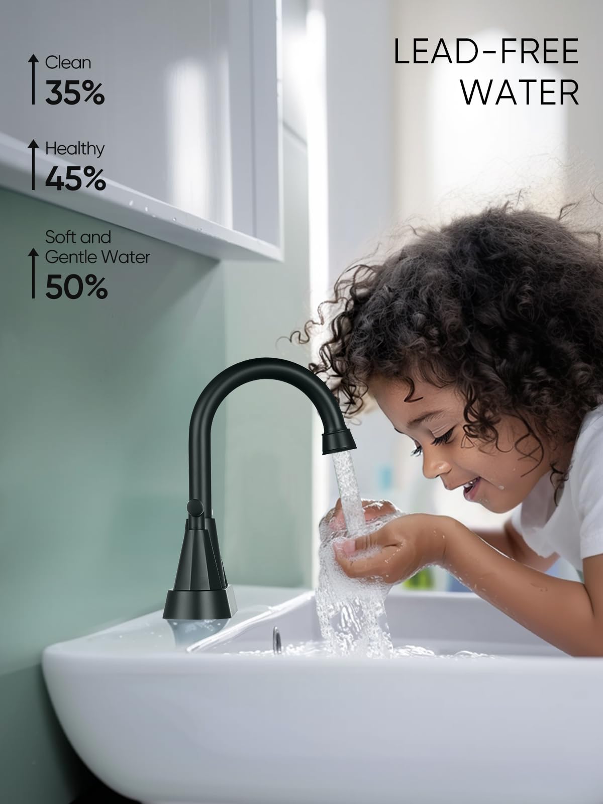 Cobbe Bathroom Faucets for Sink 3 Hole, 4 Inch with Pop Up Drain and 2 Supply Hoses, 2 Handle Centerset Bathroom Faucet for Sink Vanity, Midnight Black Matte
