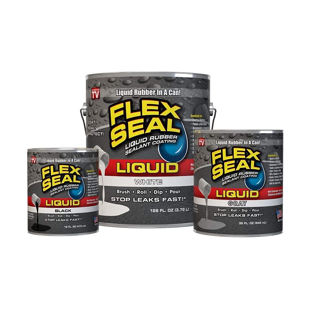 Flex Seal Liquid, Rubber Coating Sealant, Waterproof, Flexible, Breathable, and UV Resistant, Roof Repair, Basements, RV, Campers, Trailers, Marine, EPDM, Masonry, Clear, 32 oz