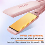 Faszin Professional Hair Straightener, 1.65inch Wide-Plate, Titanium Negative Ion Flat Iron, 30s Rapid Heating, LED Temp Display, Wide Voltage & 10 Adjustable Temp Levels (260-450℉) - Pink