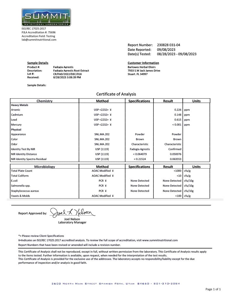 3 Pack Barlowe's Herbal Elixirs Fadogia Agrestis Extract - 60 600mg VegiCaps - Stearate Free, Glass Bottle!