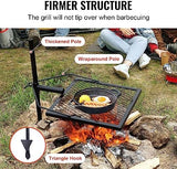 VEVOR Swivel Campfire Grill, Fire Pit Grill Grate over Fire Pits, Heavy Duty Steel Grill Grates, 360° Adjustable Open Fire Outdoor Cooking Equipment, Portable Camp Fire Racks for Camping Outdoor BBQ