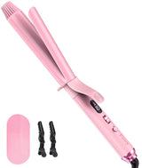 FARERY Long Barrel Curling Iron 1 1/4 inch, 1.25 Inch Curling Iron for Thin Hair, Infused Argan Oil & Keratin, 11 Adjustable Temp, Include Clips & Silicone Pad, Pink