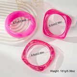3PCS/Set Chunky Acrylic Resin Bangles Bracelets for Women, Irregular Geometric Designs, Fashion Thick Fuchsia Statement Stackable Bangle Set, Cute Trendy Jewelry, Summer Boho Bracelet Jewelry Gifts (Rose Red)