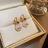 HUGE TOMATO Opal Big Pearl Drop Earrings for Women | Elegant Large Moonstone Pearl Earrings Dangle, Dainty Gold 925 Sterling Silver Hoop, Cute Earing Dangling for Teen Wedding Jewelry Gift,14mm
