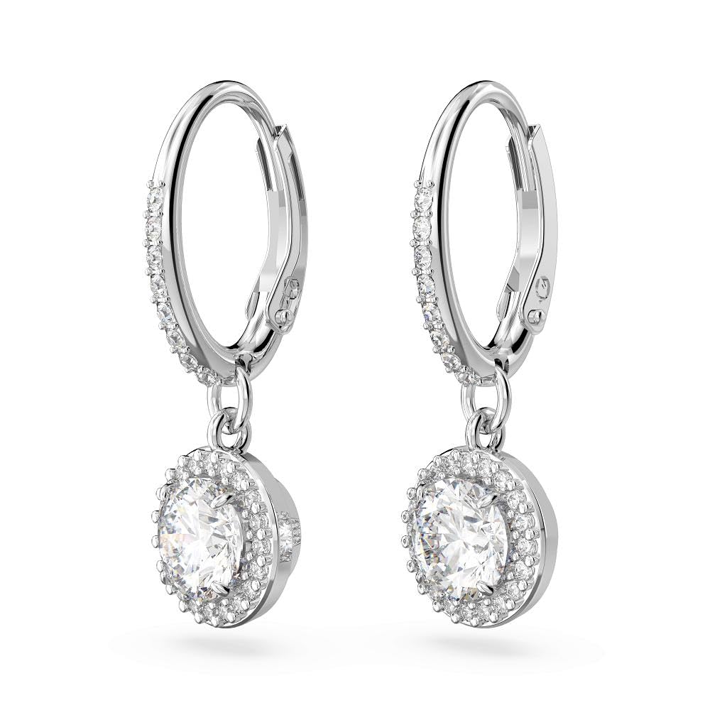 Swarovski Constella Pierced Drop Earrings, White Crystals on a Rhodium Finish Setting, Part of the Constella Collection