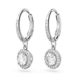 Swarovski Constella Pierced Drop Earrings, White Crystals on a Rhodium Finish Setting, Part of the Constella Collection