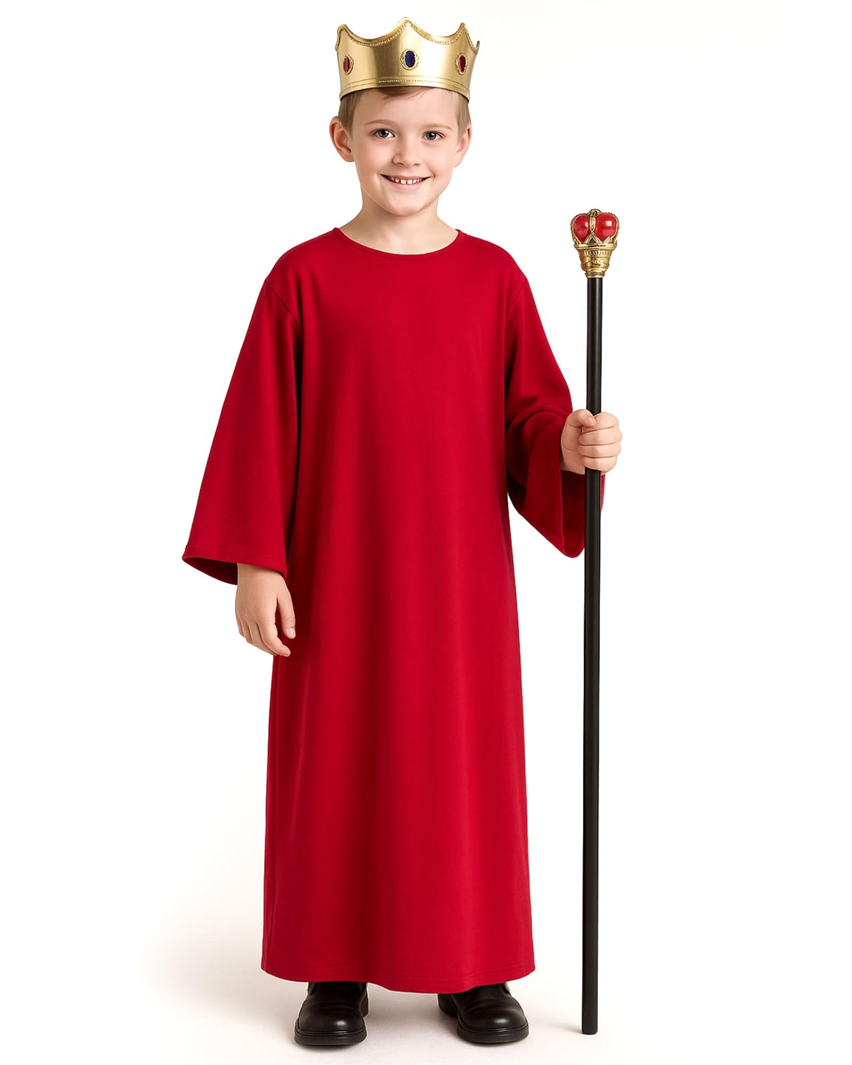 Toulite Nativity Costumes for Kids Shepherd Jesus Halloween Christmas Saint Judge Robe Priest Costumes for Boys Girls(Red,6-9y/39.4 Inches)