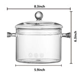 Jucoan 1.5L/50oz Glass Saucepan with Cover, Heat Resistant Stovetop Glass Cooking Pot with Lid for Pasta Noodle, Soup, Milk, Clear Simmer Pot for Potpourri Christmas Holiday Home Fragrance