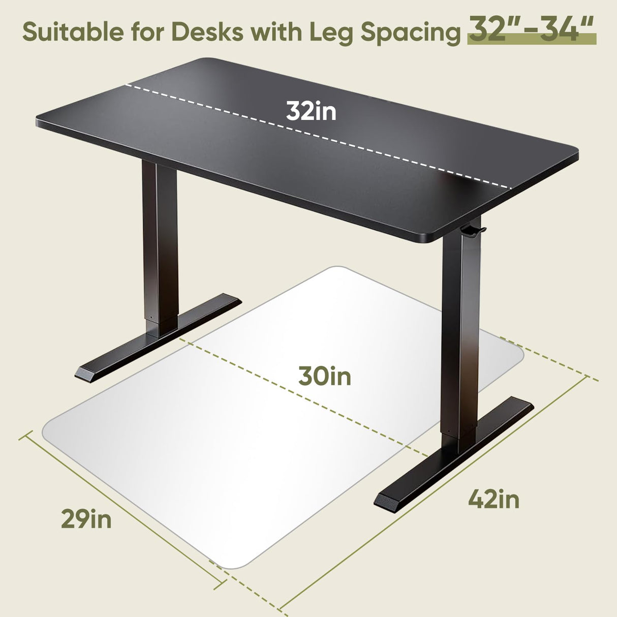 Furnbar Office Chair Mat for Carpet & Hardwood, Upgraded 29" x 42" Dual Use Tempered Glass Chair Mat for Chair and Footrest Under Desk