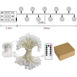 Metaku Globe Fairy Lights Battery Operated 33ft 80LED String Lights with Remote Waterproof Indoor Outdoor Hanging Decorative Christmas Lights for Home Party Patio Garden Wedding