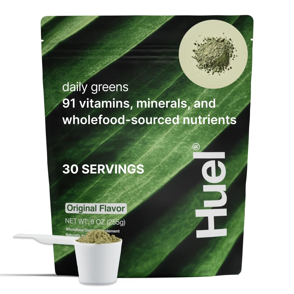 Huel Daily Greens | Superfood Greens Powder | 91 Vitamins, Minerals, and Wholefood-Sourced Ingredients | Adaptogens, Antioxidants, Gut-Friendly Probiotics | 30 Servings
