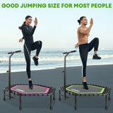 ONETWOFIT 42"/45" Rebounder Trampoline for Adults, Silent Mini Trampoline Indoor Exercise Fitness Trampoline Bungee Rebounder Workout Max Load 330lbs (45IN-Green-with-Handle)