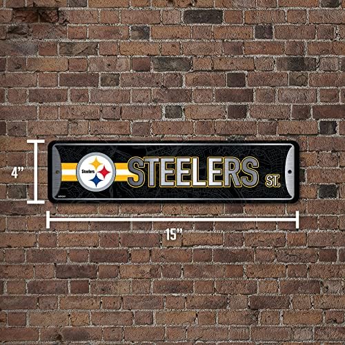 Rico Industries NFL Metal Street Sign Metal Street Sign 4" x 15" Home Décor - Bedroom - Office - Man Cave