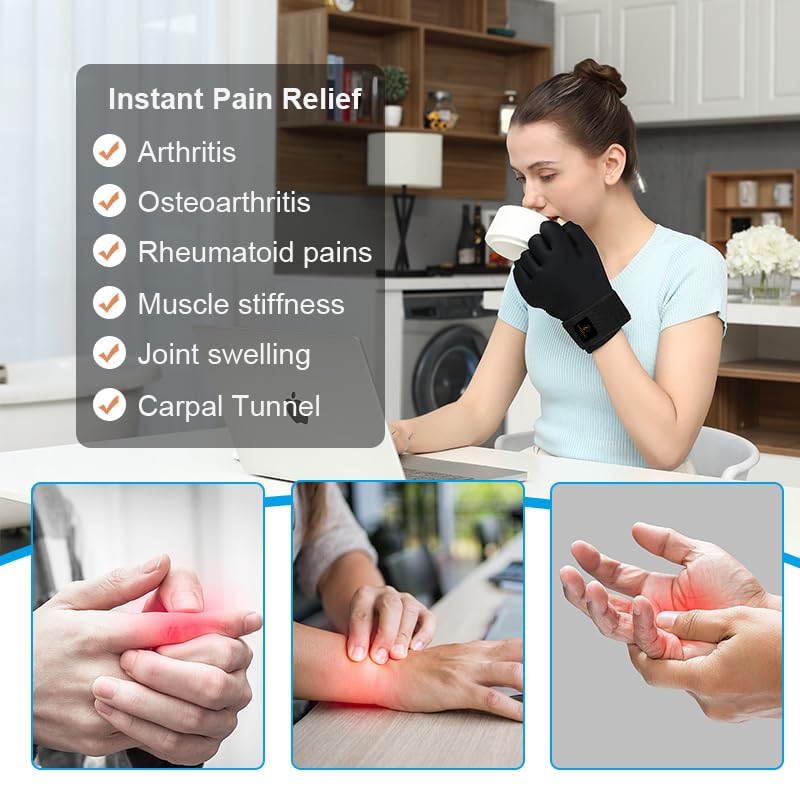 highco Compression Hand Ice Pack Glove for Arthritis Pain Relief,Adjustable Wrist Strap Ice Pack Wrap for Hand and Fingers,Cooling Ice Packs Glove for Women and Men,Tendonitis, Swelling,Black