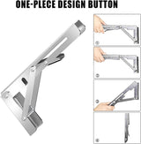 Folding Shelf Brackets 14 inch 4 Pcs Max. Load 330lb - Heavy Duty Stainless Steel DIY Wall Mounted Collapsible Shelf Brackets, Space Saving for Table, Workbench, Garage Workstation, Stuff Supports