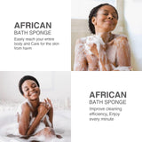 UJFQBH 3 Pieces African Bath Sponge African Net Long Net Bath Sponge Exfoliating Shower Body Scrubber Back Scrubber Skin Smoother,Great for Daily Use(Blue,Black,Off-White)