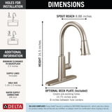 Delta Finnridge Brushed Nickel Kitchen Faucet with Pull Down Sprayer, High Pressure ProClean Spray Modern Single Hole Kitchen Sink Faucet, Stainless 19730LF-SS