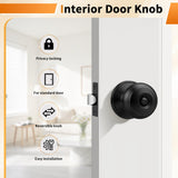 Probrico Bathroom Door Knobs, 10 Pack Interior Door Handles Privacy Function, Keyless Doorknob for Bedroom Bath, Matte Black Finish Door Knob with Solid Latch