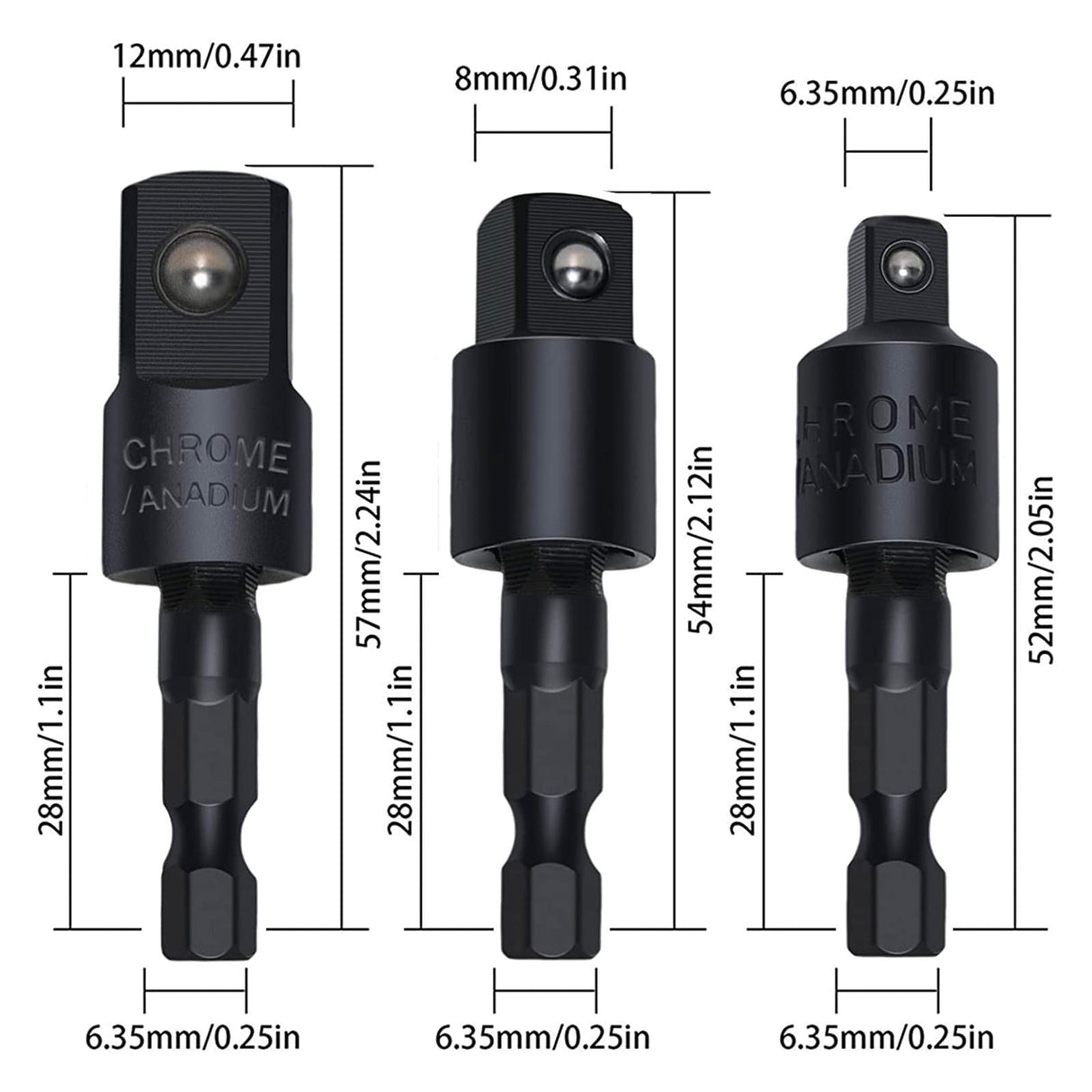Fruholt Flexible Drill Bit Extension Set with Right Angle Attachment, 360° Rotatable 1/4 3/8 1/2" Impact Grade Socket Adapter Sets for Cordless Drill & Screwdriver, Power Drill & Driver
