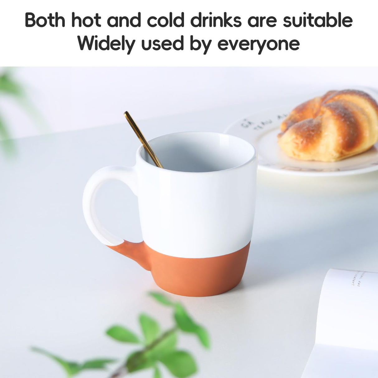 Smilatte 20 OZ Large Coffee Mug, Nice Ceramic Boss Tea Cup with Big Handle for Dad Men Women, Unique Style for Any Kitchen, White