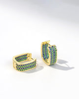 JA.S.JR Square Colored CZ Small Gold Hoops | 18K Gold Plated Small Huggie Hoop Earrings for Women