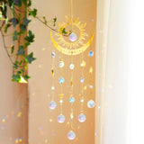 Artilady Sun and Moon Suncatcher - Large Crystal Wind Chimes for Outside Stained Glass Window Hanging Prisms Garden Backyard Ceiling Room Decor Christmas Housewarming Birthday Gift for Girls