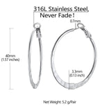 Richsteel Silver 40MM Hammerd Hoop Earrings for Women