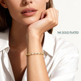 Goxygen Tennis Bracelet for Women - 14K Gold Plated Heart Cubic Zirconia Bracelet, Dainty Trendy Anniversary Birthday Christmas Jewelry Gift for Her
