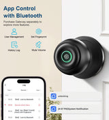 Fingerprint Door Lock, Smart Fingerprint Door Knob with Lock, Biometric Door knob with App Control & Key, Keyless Thumbprint Entry Door Lock for Bedroom, Front Door, Home, Apartment Office-Matte Black