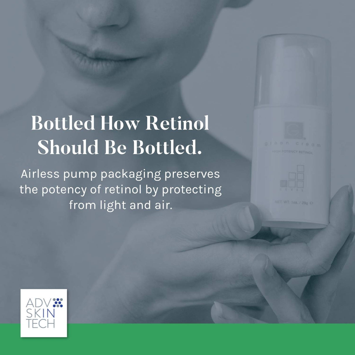 Green Cream Retinol, Level 9, High Potency, Airless Pump, 1 Ounce