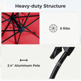 Grand patio Napoli 11 FT Cantilever Offset Umbrella Aluminum Frame with 360° Rotation without Base, Red