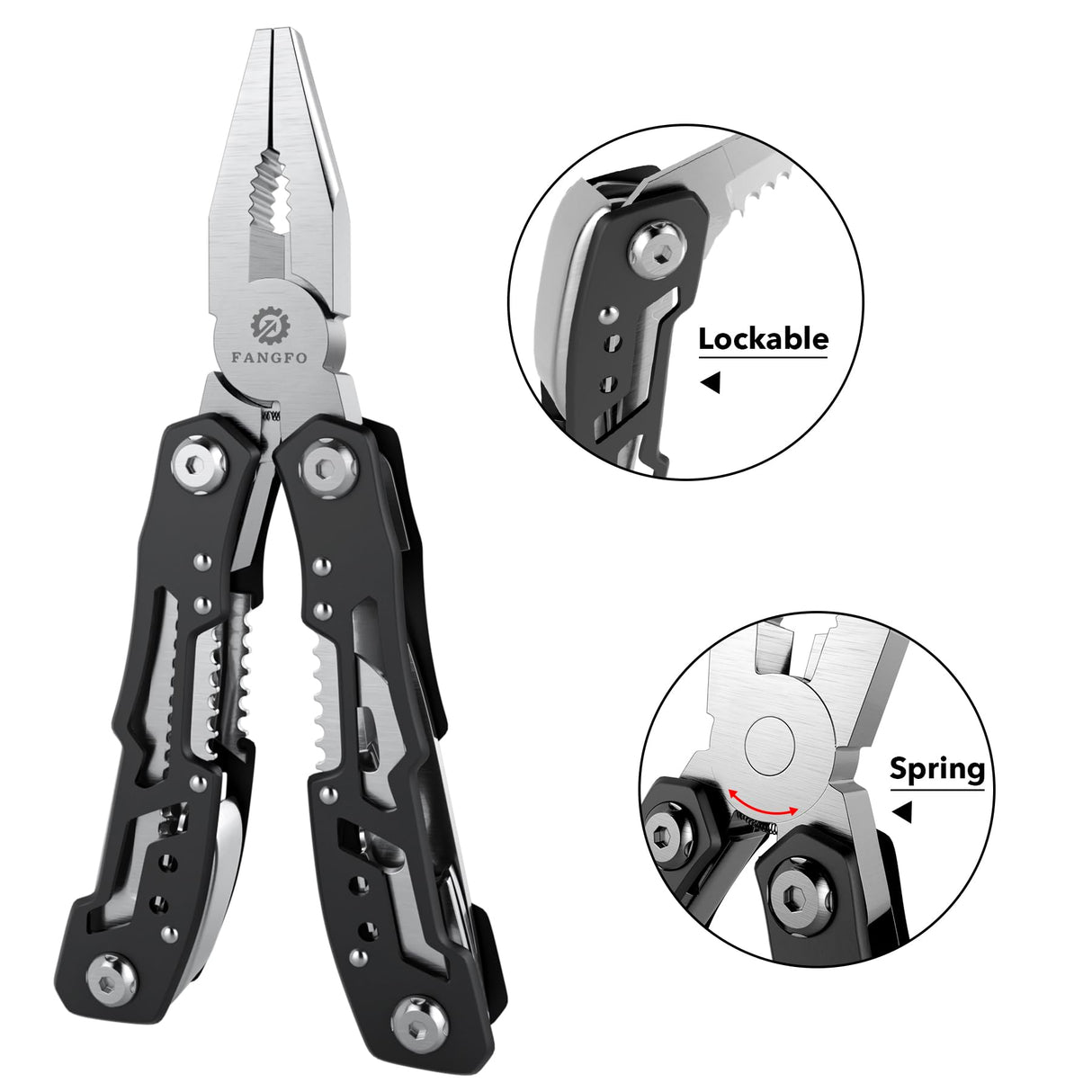 14-In-1 Multitool with Safety Locking, Professional Stainless Steel Multitool Pliers Pocket Knife, Bottle Opener, Screwdriver with Nylon Sheath ，Apply to Survival,Camping, Hunting and Hiking 2 Pcs