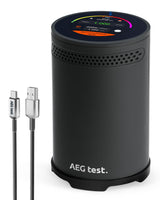AEGTEST HOUND-3699 Radon Detector, 10-Minute Measurement Updates, Audible & Visual Alarm, Touchscreen Color Display, Long-Term Radon Concentration Monitoring for Home, pCi/L - Black